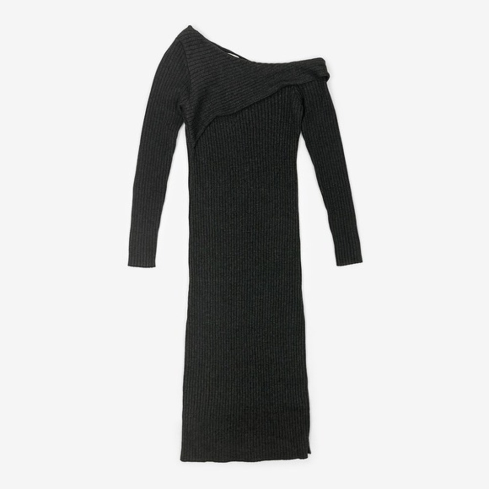 Heartloom Antonia Midi Dress Size M Galaxy Gray Ribbed Knit Bodycon